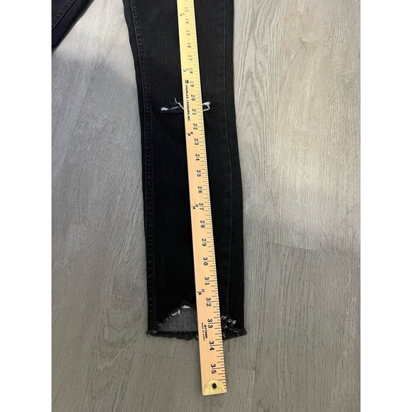 Free People 25 Black Distressed Frayed Hem Grunge Destroyed Cropped Skinny Jeans - Picture 11 of 11